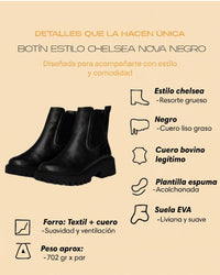 Botín Nova negro – Botín en cuero negro con estilo chelsea