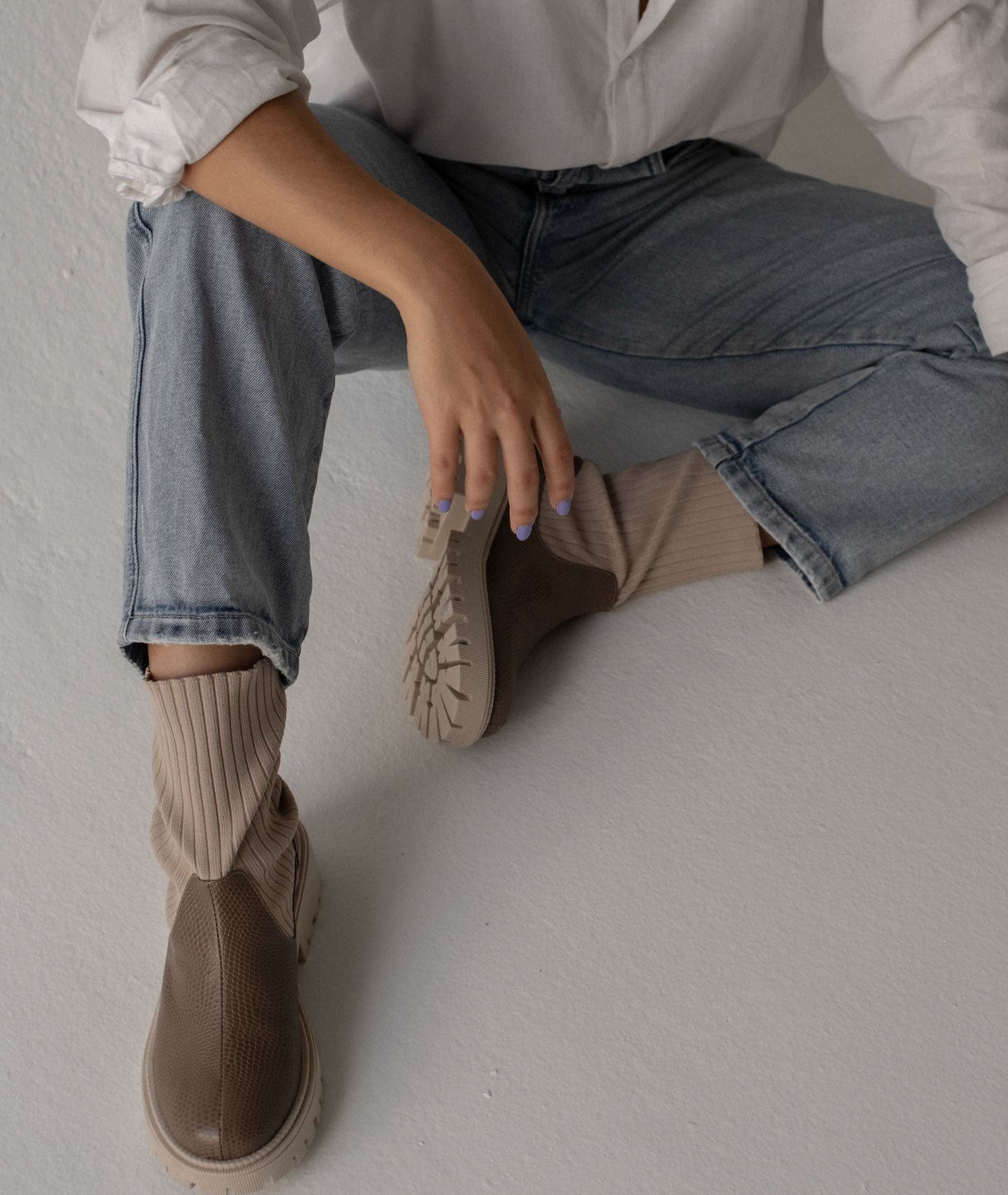 Botín Roma mocca – Sock boot en cuero genuino