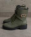 Botín Sienna Verde con Estilo Militar