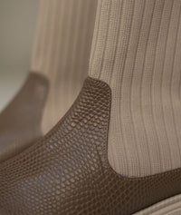 Botín Roma mocca – Sock boot en cuero genuino