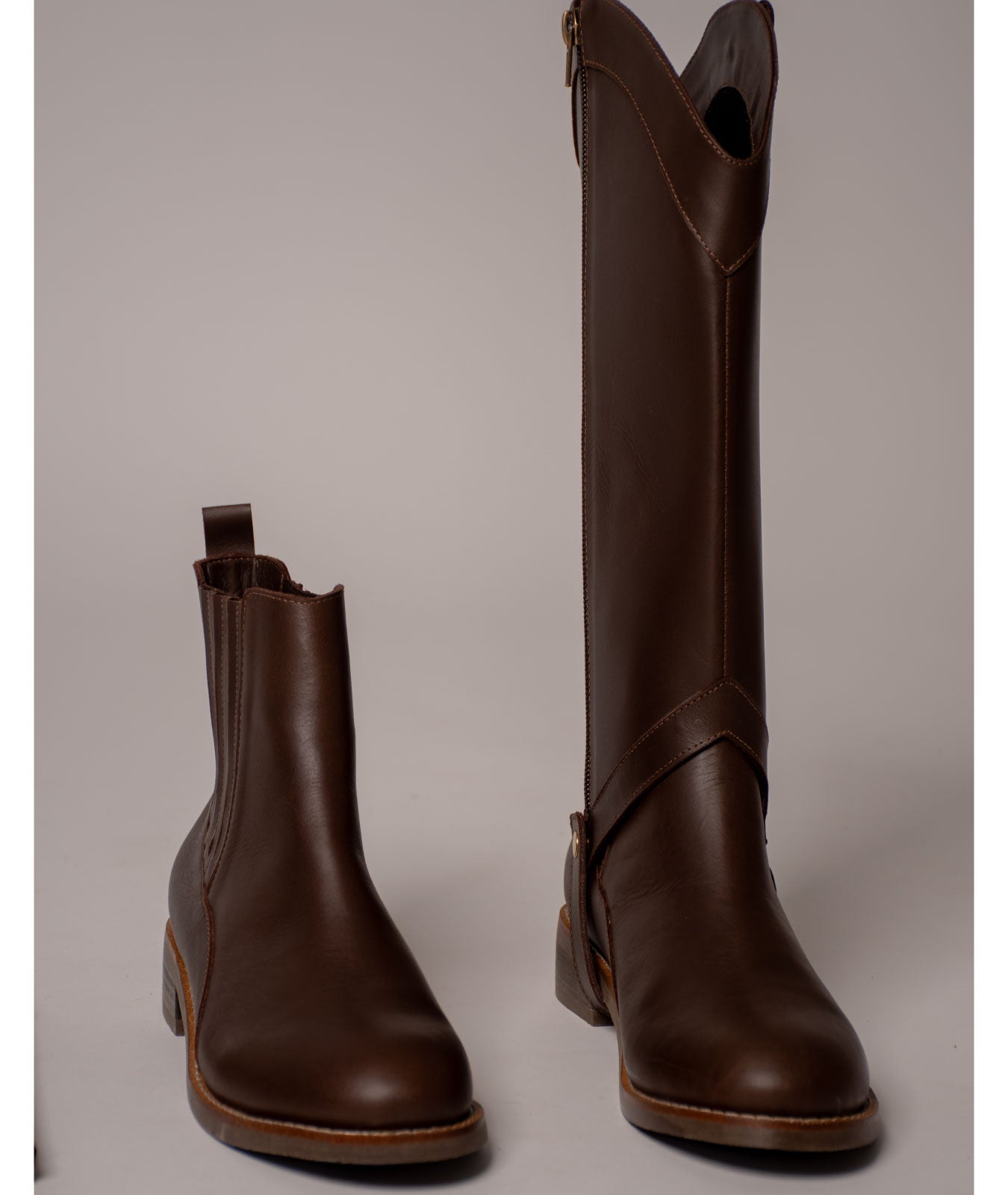 Bota convertible Vera café | Botas caña larga mujer en cuero