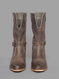 Botín Margarita en cuero arena (gris) con estilo texana